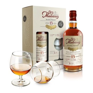 Rom Malecon Rare Proof, Set Cadou cu 2 Pahare, 0.7L