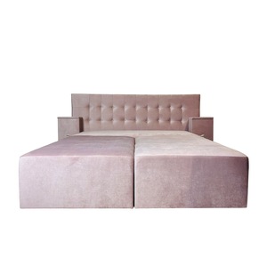 Canapea extensibila cu tablie de pat Rafael 160, Iza, Relaxa, lada, noptiere, perne, plus, 250x115x105, roz