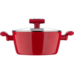 Cratita cu capac BERGNER Red Line BG-35391-RD, 5.85l, 28cm, aluminiu forjat, rosu