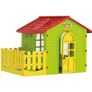Casuta de joaca,  Mochtoys Garden House cu gardulet si curte interioara, galben-verde