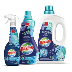 Pachet SANO Maxima: Detergent gel concentrat, 3 l + Balsam pentru tesaturi, 1 l + Parfumant si balsam de rufe, 750 ml