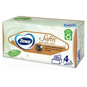 Servetele faciale ZEWA Softis Natural Soft, 4 straturi, 80 bucati