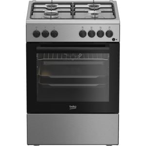 Aragaz BEKO FBSE62120XD, 4 arzatoare, Gaz + Electric, L 60 cm, Grill, argintiu