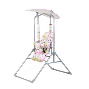 Leagan copii si bebelusi pentru interior si exterior NOVOKIDS Jungle Garden Swing, 0+ ani, sezut reglabil in 3 trepte, Roz