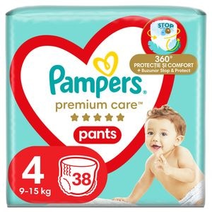 Scutece chilotel PAMPERS Premium Care Pants Value Pack nr 4, Unisex, 9-15 kg, 38 buc