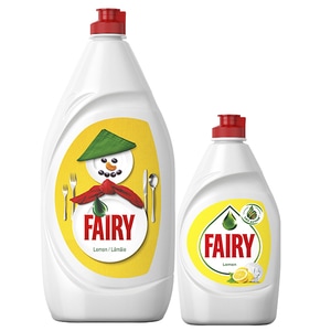 Pachet detergent de vase FAIRY Lemon, 1.3l + FAIRY Lemon, 450ml