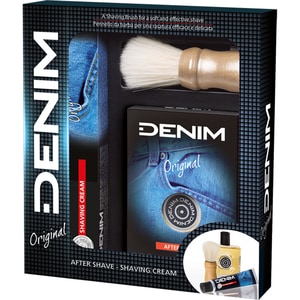 Set ingrijire DENIM Original: Lotiune after shave 100ml, + Crema de ras, 100ml + Perie