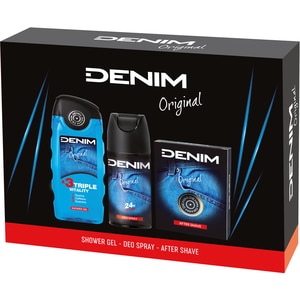 Set ingrijire corp si ten DENIM Original: Lotiune after shave, 100ml + Deodorant Spray, 150ml + Gel de dus, 250ml