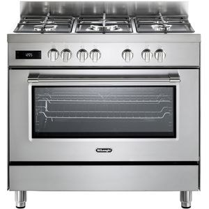 Aragaz profesional DELONGHI PRO 96 MX ED RO, 5 arzatoare, Gaz + Electric, L 90 cm, Grill, inox