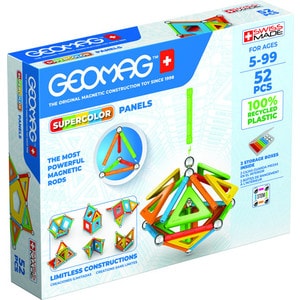 Set de constructii magnetic, Geomag  Supercolor Panels Recycled, 52 piese