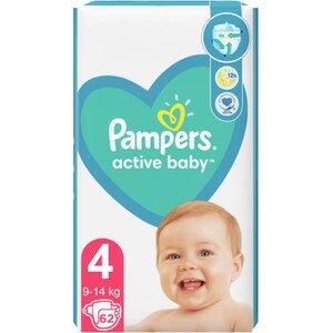Scutece PAMPERS Active Baby nr 4, Unisex, 9-14 kg, 62 buc