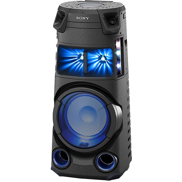 Elucidation Insulator Both Sistem audio SONY MHC-V43D, Bluetooth, LDAC, Jet bass booster Mod fiesta,  FM, Party music, negru