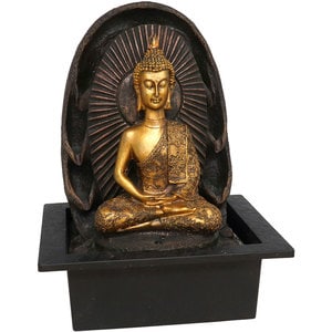 Fantana decorativa Buddha Azkar, rasina, 25 x 20 x 31 cm, LED, auriu