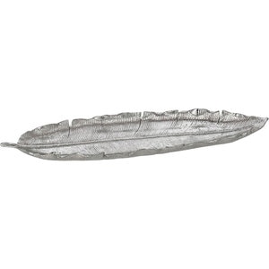 Decoratiune Frunza, rasina, 11 x 38 x 3 cm, argintiu