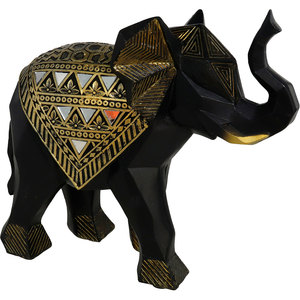 Statueta decorativa Elefant, rasina, 9 x 22 x 26 cm, negru