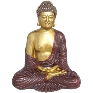 Statueta decorativa Buddha Chandi, rasina, 17 x 24 x 29 cm, auriu