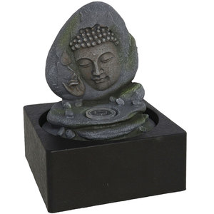 Fantana decorativa Buddha III Kasi, rasina, 18 x 18 x 25 cm, LED, gri