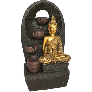 Fantana decorativa Buddha Kiri, rasina, 24 x 30 x 60 cm, auriu
