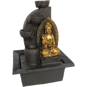 Fantana decorativa Buddha Meha, rasina, 24 x 30 x 38 cm, auriu