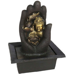 Fantana decorativa Buddha Meha, rasina, 24 x 30 x 40 cm, auriu