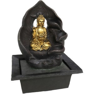 Fantana decorativa Buddha Meha II, rasina, 24 x 30 x 39 cm, auriu