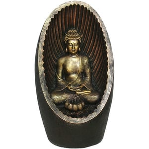 Fantana decorativa Buddha Malini, rasina, 24 x 32 x 56 cm, auriu