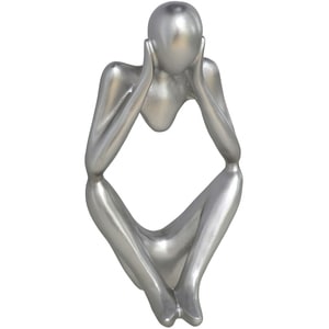 Statueta decorativa Femeie, rasina ABS, 12 x 9 x 23 cm, argintiu