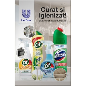 Pachet detergenti pentru curatarea bucatariei CIF + DOMESTOS, 4 bucati