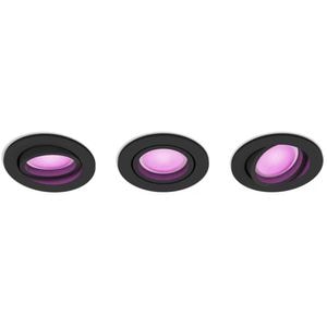 Set 3 spoturi LED smart PHILIPS HUE Centura, 3 x 5.7W, 350lm, IP20, negru