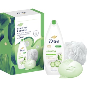 Set ingrijire corp DOVE Refreshing: Gel de dus, 250ml + Sapun, 90g + burete de baie