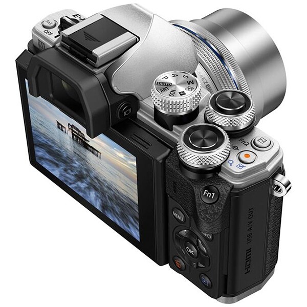 Aparat foto Mirrorless OLYMPUS E-M10 MARK II Pancake, 16 MP, Wi-Fi, argintiu + Obiectiv 14-42mm
