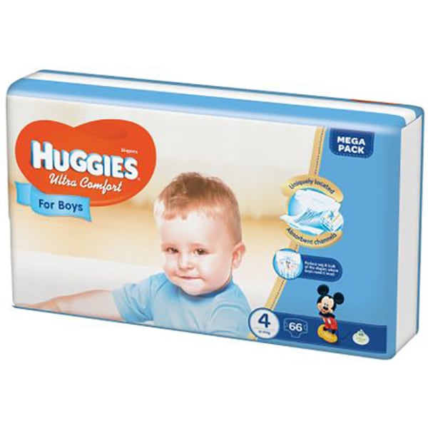 Scutece Huggies Ultra Confort Nr 4 Baiat 8 14 Kg 66 Buc