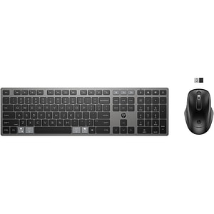 Kit tastatura si mouse wireless HP 720 Multi-device, Bleutooth, USB, negru-gri