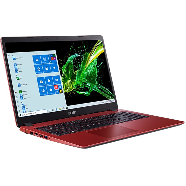 Laptop ACER Aspire 3 A315-56-37W1, Intel Core i3-1005G1 pana la 3.4GHz, 15.6" Full HD, 8GB, SSD 256GB, Intel UHD Graphics, Windows 10 Home, rosu