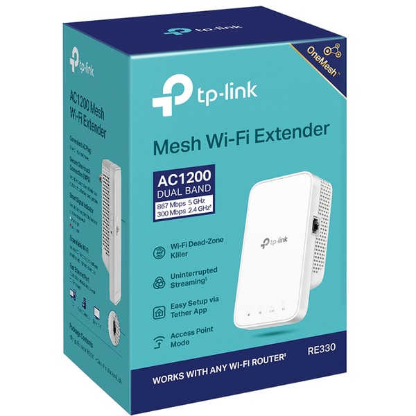 Wireless Range Extender TP-LINK RE330 AC1200, Dual-Band 300 + 867 Mbps, alb