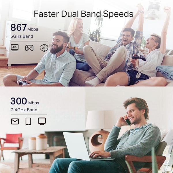 Wireless Range Extender TP-LINK RE330 AC1200, Dual-Band 300 + 867 Mbps, alb