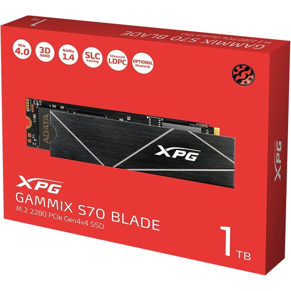 Solid-State Drive (SSD) ADATA XPG Gammix S70 Blade, 1TB, PCI Express 4.0 x4, M.2, AGAMMIXS70B-1T-CS