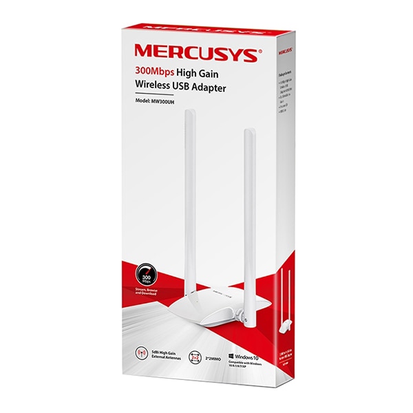 Adaptor micro USB Wireless MERCUSYS High-Gain MW300UH, 300Mbps, alb