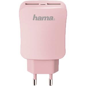 Incarcator retea universal HAMA 178214, 2x USB, roz