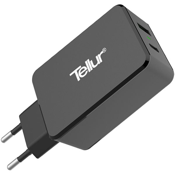 Incarcator retea TELLUR TLL151071 Type C-USB A, negru