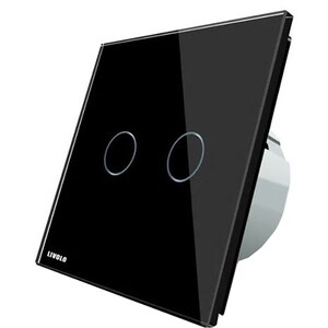 Intrerupator smart dublu LIVOLO VL-C702SZ-12, Wi-Fi, Touch, negru