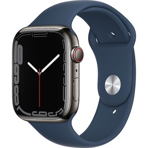 APPLE Watch Series 7, GPS + Cellular, 41mm Graphite Stainless Steel Case, Abyss Blue Sport Band 