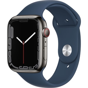 APPLE Watch Series 7, GPS + Cellular, 45mm Graphite Stainless Steel Case, Abyss Blue Sport Band 