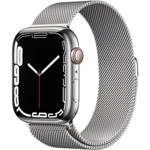 APPLE Watch Series 7, GPS + Cellular, 41mm Silver Stainless Steel Case, Silver Milanese Loop