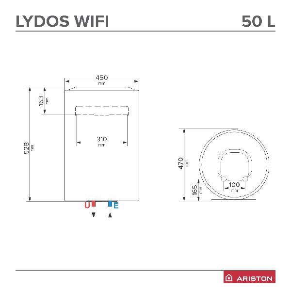 Boiler electric ARISTON Lydos Wi-Fi, 50l, 1800W, alb