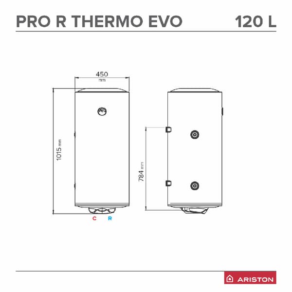 Boiler termoelectric ARISTON Pro R Thermo Evo, 120l, 2000W, alb