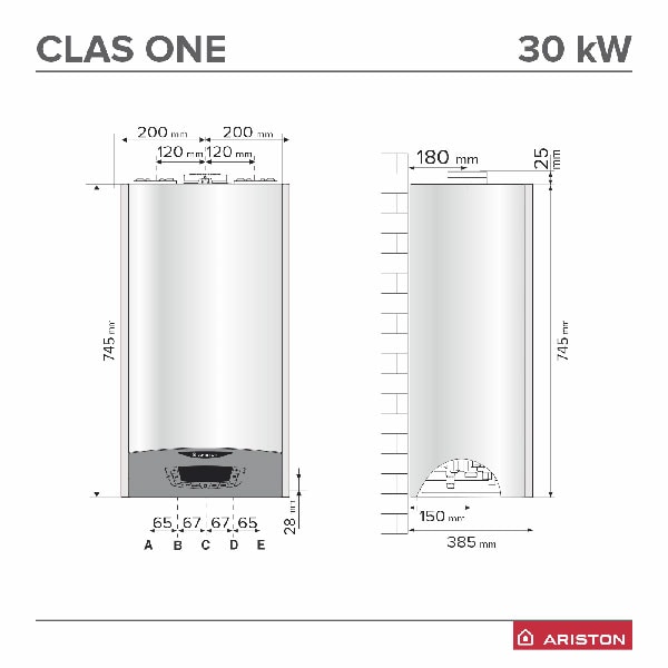 Pachet centrala termica pe gaz in condensare ARISTON Clas One, 30 kW, Kit evacuare inclus, alb + 2 ani extra garantie