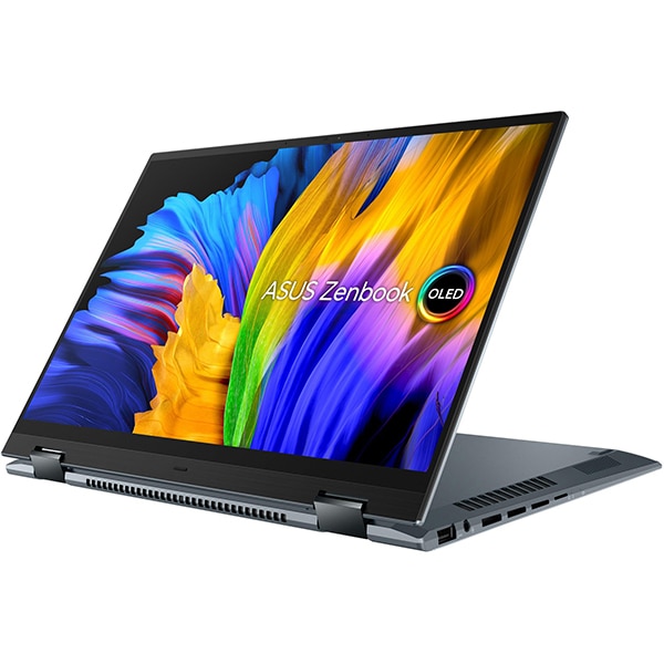 Laptop 2 in 1 ASUS Zenbook 14 Flip OLED UP5401EA-KN094X, Intel Core i7-1165G7 pana la 4.7Ghz, 14" 2.8K Touch, 16GB, SSD 1TB, Intel Iris Xe, Windows 11 Pro, gri