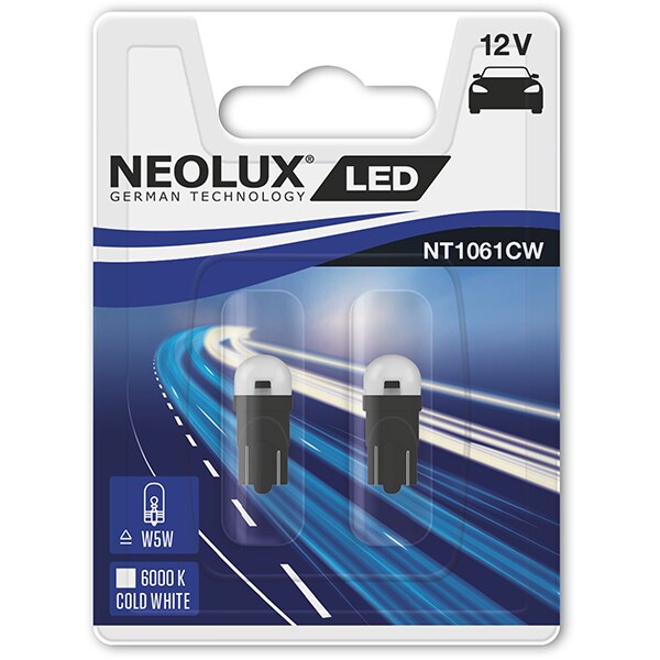 Set 2 becuri LED NEOLUX NT1061CW-02B, W5W, 0.5W, 12V