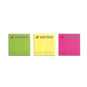 Notite adezive A-SERIES, 100 file, 75 x 75mm, diverse culori